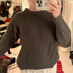 Sunday Best Charcoal Crewneck Cable Sweater